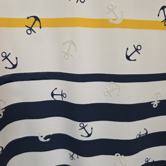⭐️Marie Claire Nautical Anchor Print Tank Top - Yellow and Navy Size Small - Picture 3 of 5